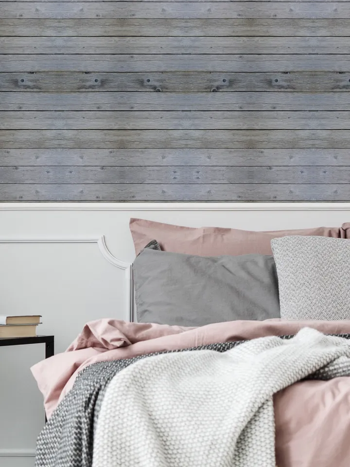 Shiplap Peel And Stick Wallpaper Sticker - Self Adhesive Contact Fake Wood Plank Wall Paper Decal - Removable Wooden Vinyl For Bedroom Room