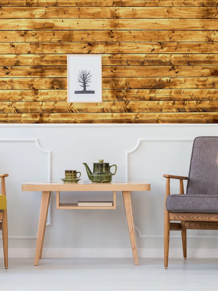 Shiplap Peel And Stick Wallpaper Sticker - Self Adhesive Contact Fake Wood Plank Wall Paper Decal - Removable Wooden Vinyl For Bedroom Room