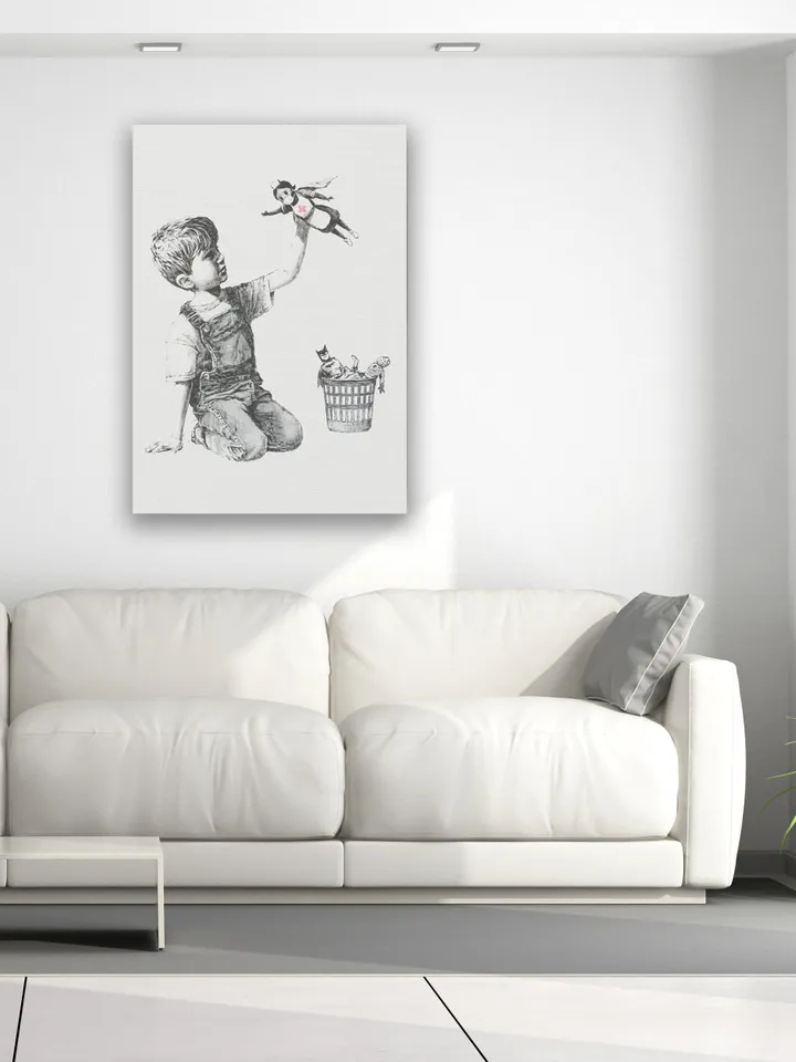 Banksy Game Changer Superhero Nurse Canvas - Health Worker Wall Art Print Framed Painting - Playing Kid Hospital Artwork Decor