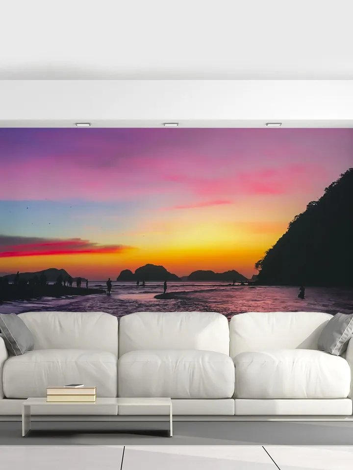 Sunset Wallpaper Decals - Peel Stick Nature Photo Self Adhesive Mural Wall Paper Decal - Vinyl Stickers Murals For Bedroom Sticker Decor
