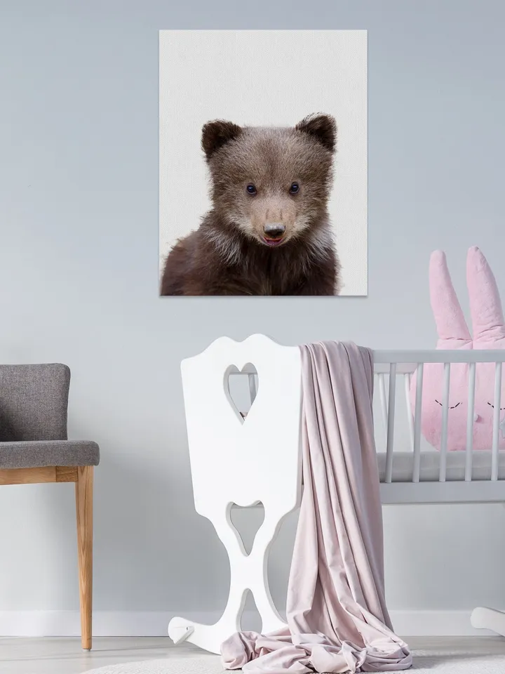 Bear Baby Canvas Wall Print - Nursery Infant Little Cute Animal Art Decor Framed Picture - Kid Boy Room Bedroom Large Decoration Portrait