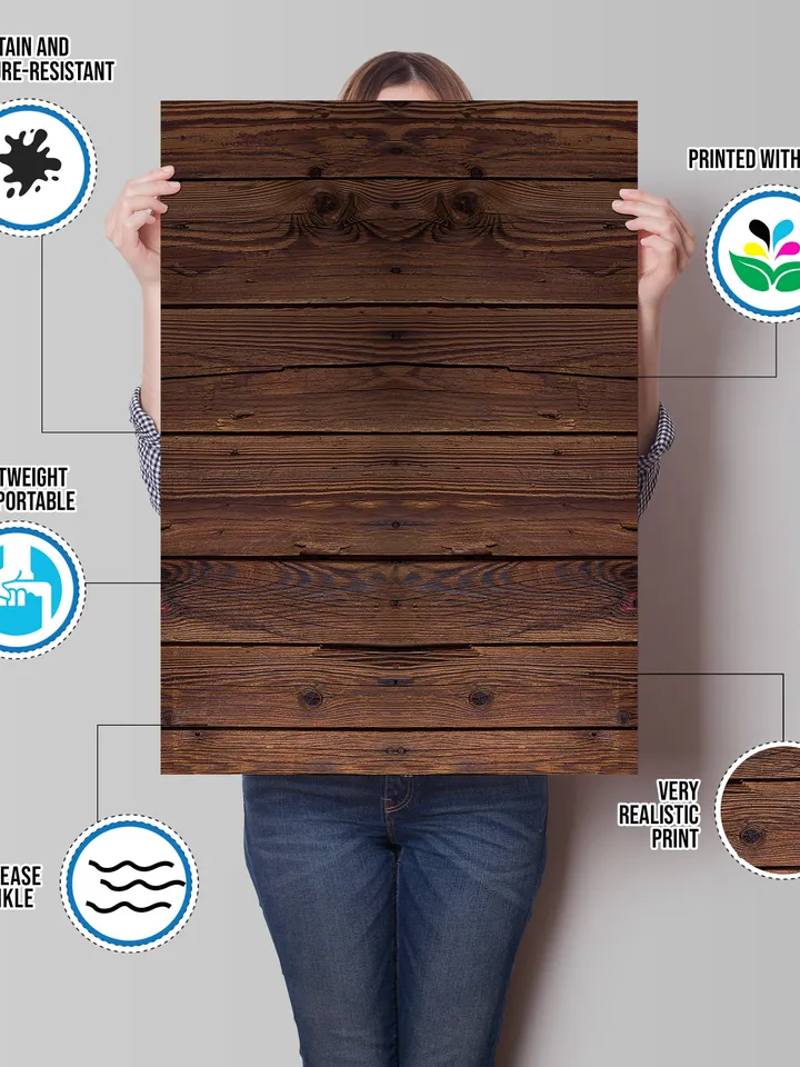 Wood Photo Backdrop Board - 2-Sides Large Background Photography For Table Cake Food Picture - Wooden Rustic Screen Portable Tabletop Sheet