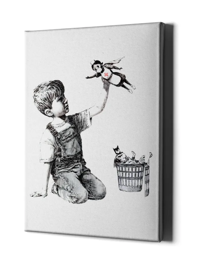 Banksy Game Changer Superhero Nurse Canvas - Health Worker Wall Art Print Framed Painting - Playing Kid Hospital Artwork Decor
