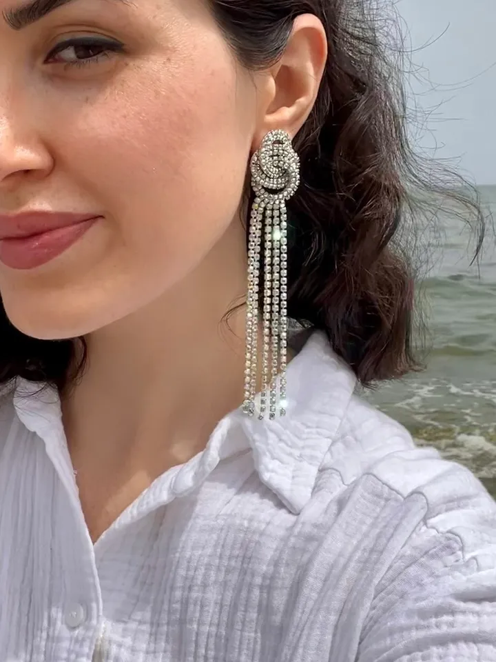 Infinity Crystal Fringe Earrings