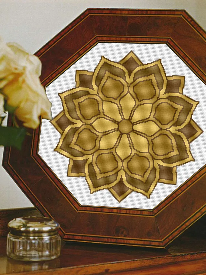Boho mandala cross stitch pattern download PDF, Modern mandala ornament cross stitch, Easy beginner stitch, Floral ornament digital PDF #M11