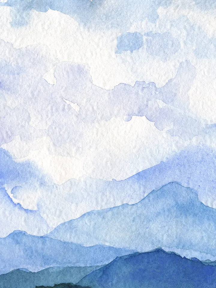 Watercolor poster with mountains, Watercolor digital file, Printable, Art poster, Blue-green landscape, Art print