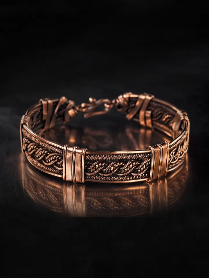 Woven copper wire bracelet Antique style handcrafted copper jewelry Unique gift