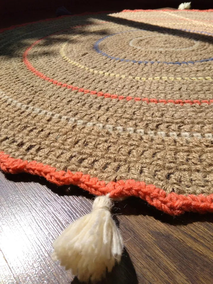 Kids Room Rug Natural Eco-friendly Jute Crochet Kids Room Rug Not Allergic Baby Play Mat Rug