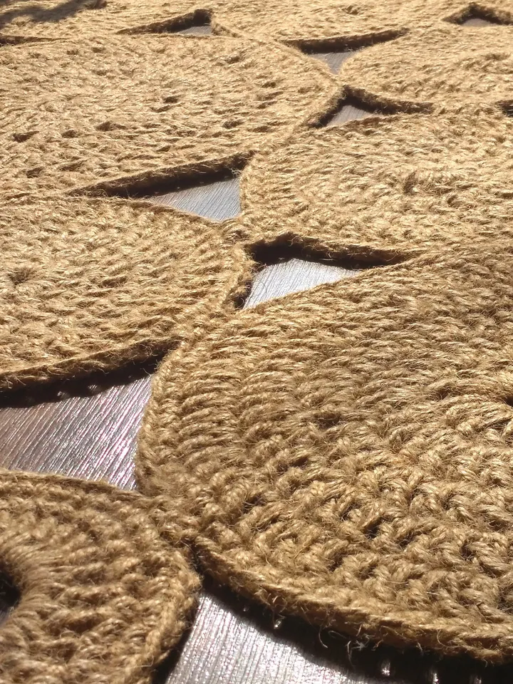 Gift for Home Natural Jute Rug Eco-friendly Jute Crochet Round Rug Bedroom Nursery and Kids Room Carpet  Not Allergic Play Mat Rug