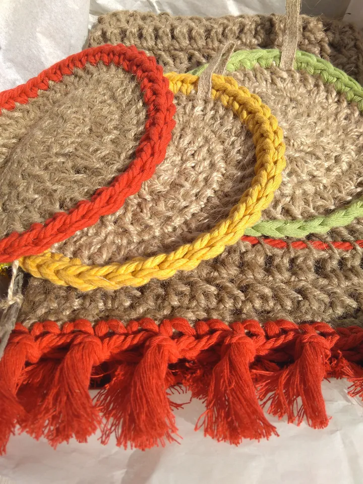 Gift for Home Jute Rug and Sponges Cute Jute Kitchen Set Runner and 3 Sponges for Dishwashing Natural Eco-friendly Zero Waste Hand Knitted