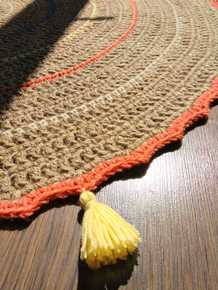 Handmade Crochet Round Jute Rug Beige Eko-frindly Natural Fall Decor Carpet Jute Area Rug Housewarming Gift Zero Waste Scandinavian Country