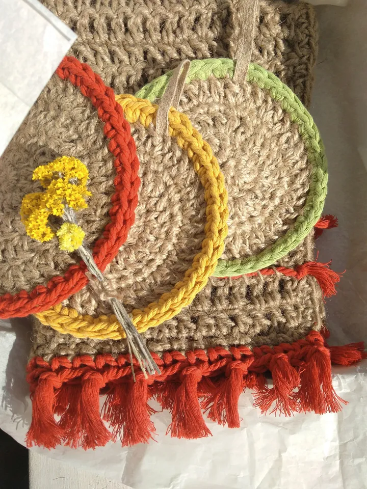 Gift for Home Jute Rug and Sponges Cute Jute Kitchen Set Runner and 3 Sponges for Dishwashing Natural Eco-friendly Zero Waste Hand Knitted