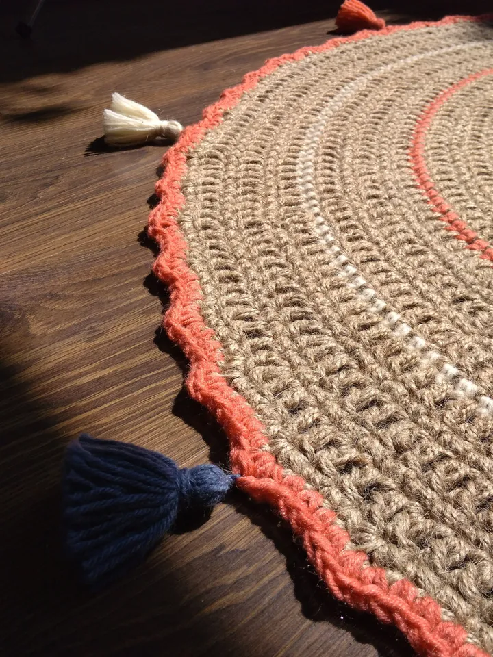 Kids Room Rug Natural Eco-friendly Jute Crochet Kids Room Rug Not Allergic Baby Play Mat Rug