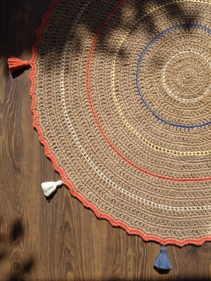 Kids Room Rug Natural Eco-friendly Jute Crochet Kids Room Rug Not Allergic Baby Play Mat Rug