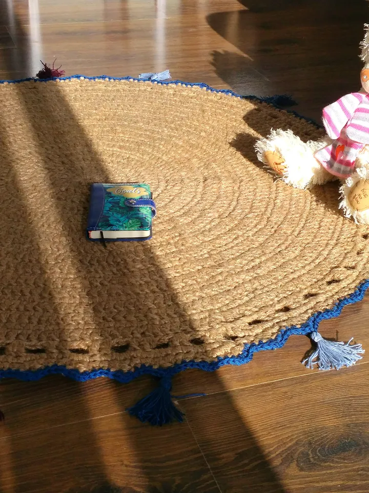 Handmade Crochet Round Jute Rug Beige Eko-frindly Natural Fall Decor Carpet Jute Area Rug Housewarming Gift Zero Waste Scandinavian Country