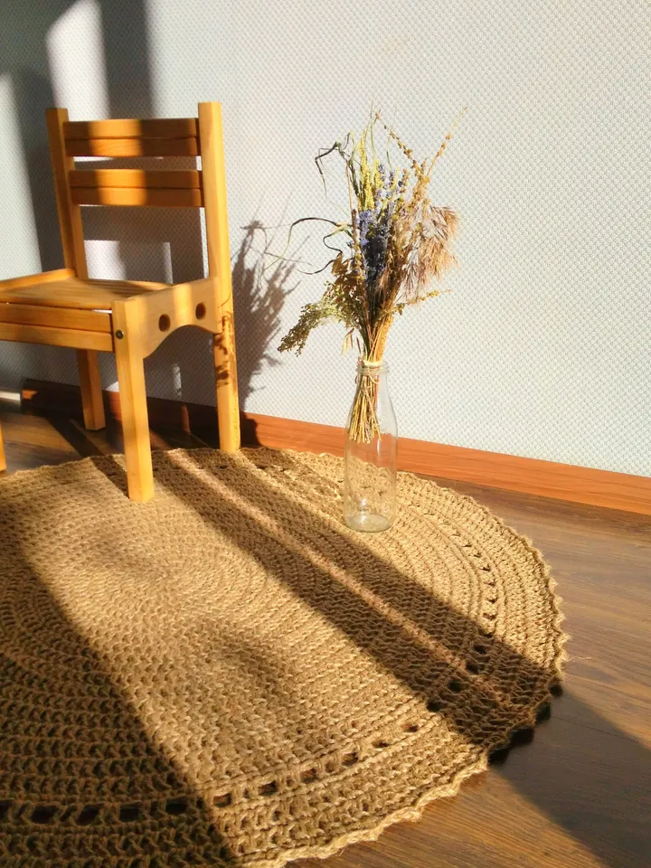 Kids Room Rug Natural Eco-friendly Jute Crochet Kids Room Rug Not Allergic Baby Play Mat Rug