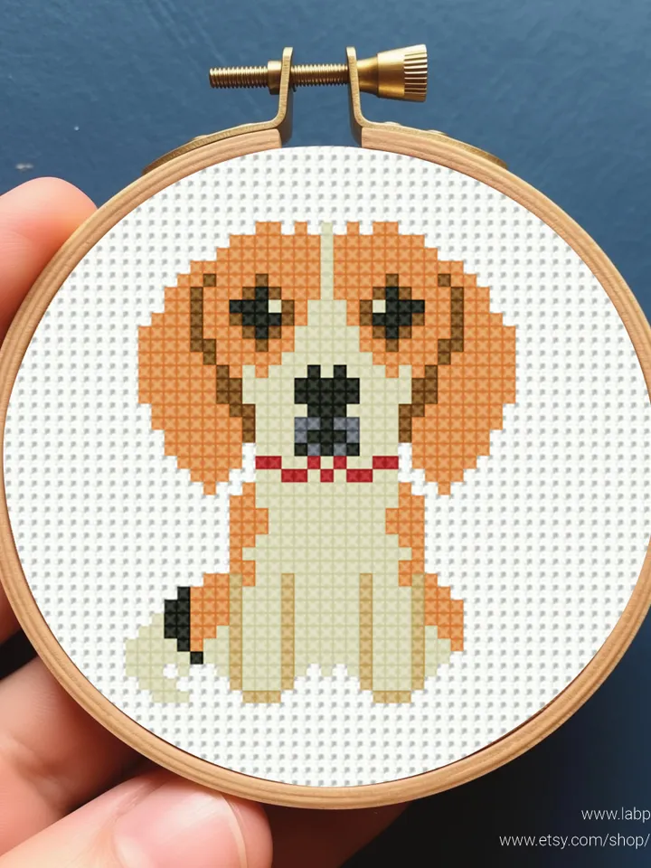 Mini Beagle breed Cross stitch pattern, tiny dog, contemporary pet, animal, beginner counted, modern chart, DIY, embroidery, instant PDF