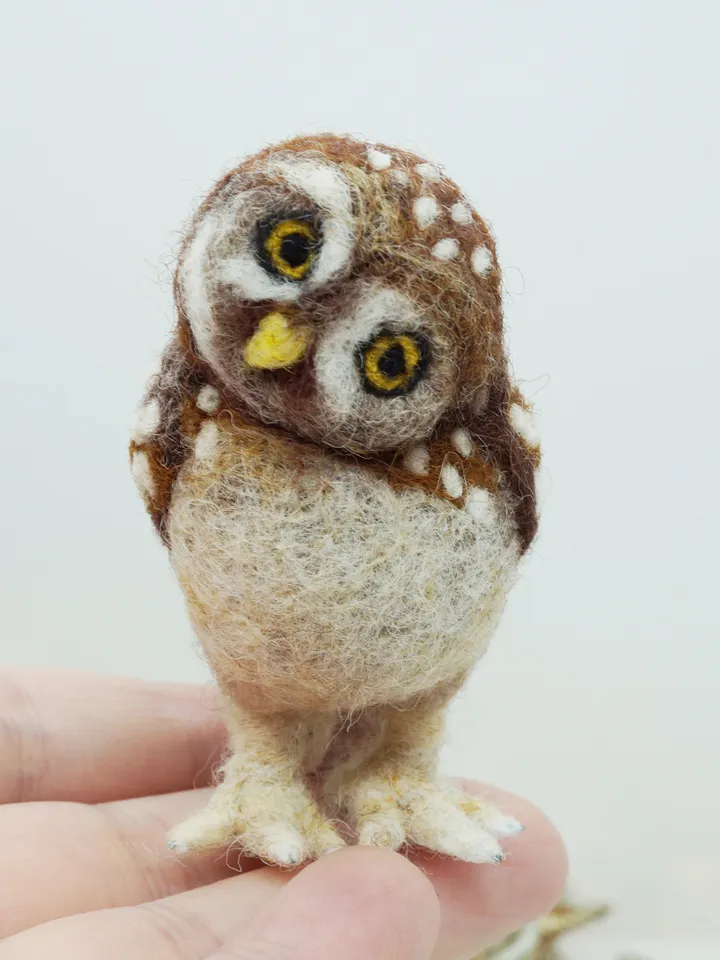 Owlbert, needle felted burrowing owl, made to order