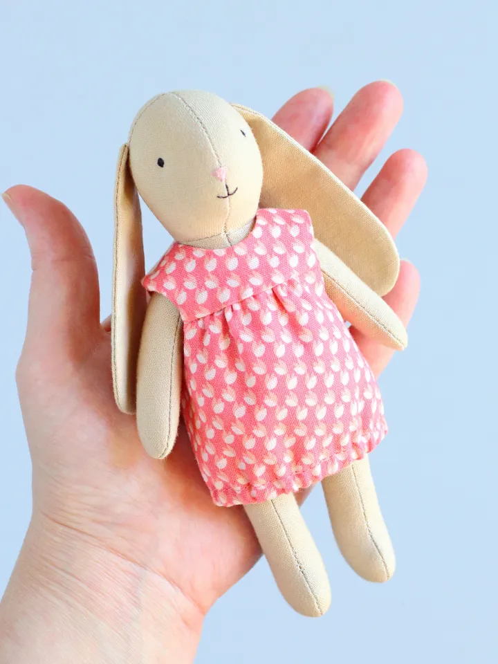 2 PDF Mini Bunny in Dress and Carrot Pouch Sewing Patterns