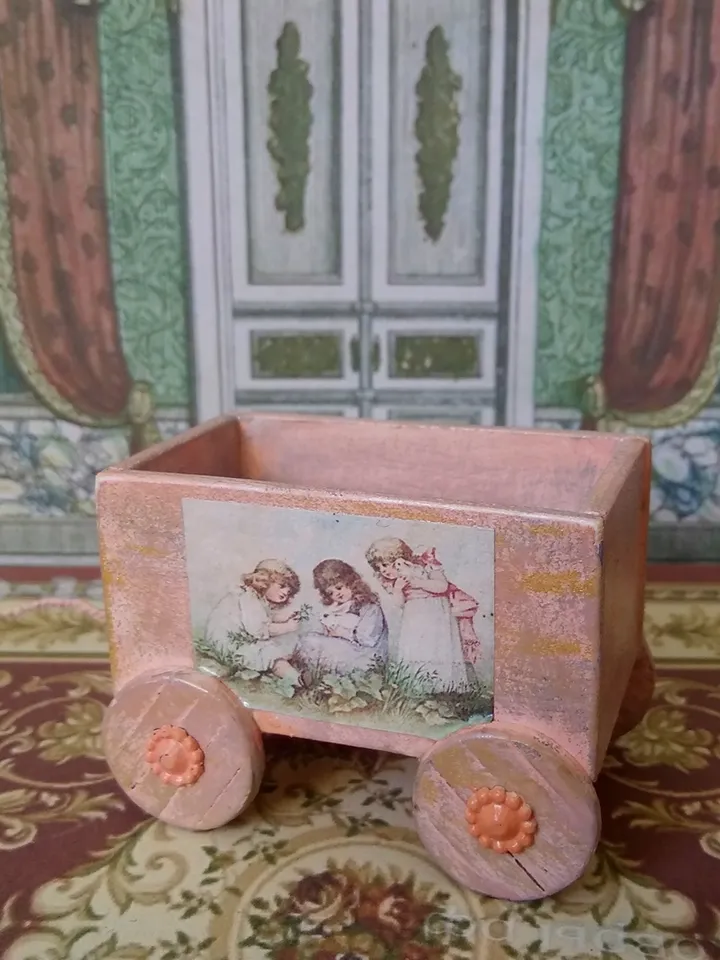 Trolley for dollhouse. Doll toy.The cart for the doll house.1:12 scale.
