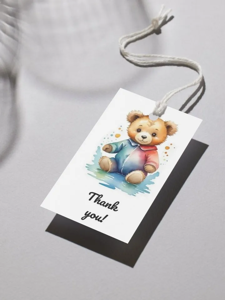 Mini postcards/tags with watercolor illustrations of bears "Thank you!"
