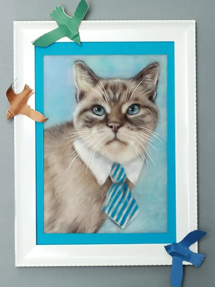 Realistic Felted cat portrait from photo,Christmas Gift Wrapping,Customized gift
