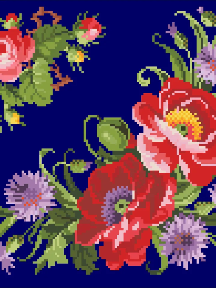 Antique Cross Stitch Pattern Bouquet of Flowers Digital Download PDF