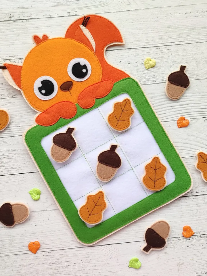 Tic tac toe game Pattern PDF, Felt tic tac toe board, Quiet book pattern svg, Felt sewing pattern ideas for baby 1, 2, 3 year old gift