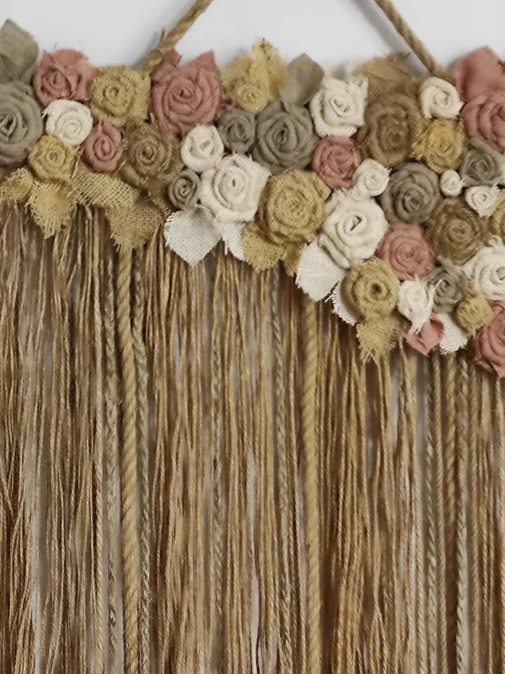 Wall tapestry woven large dip dye hanging macrame art big yarn dyed decor extra weaving rope art pastel danish farmhouse textile flower