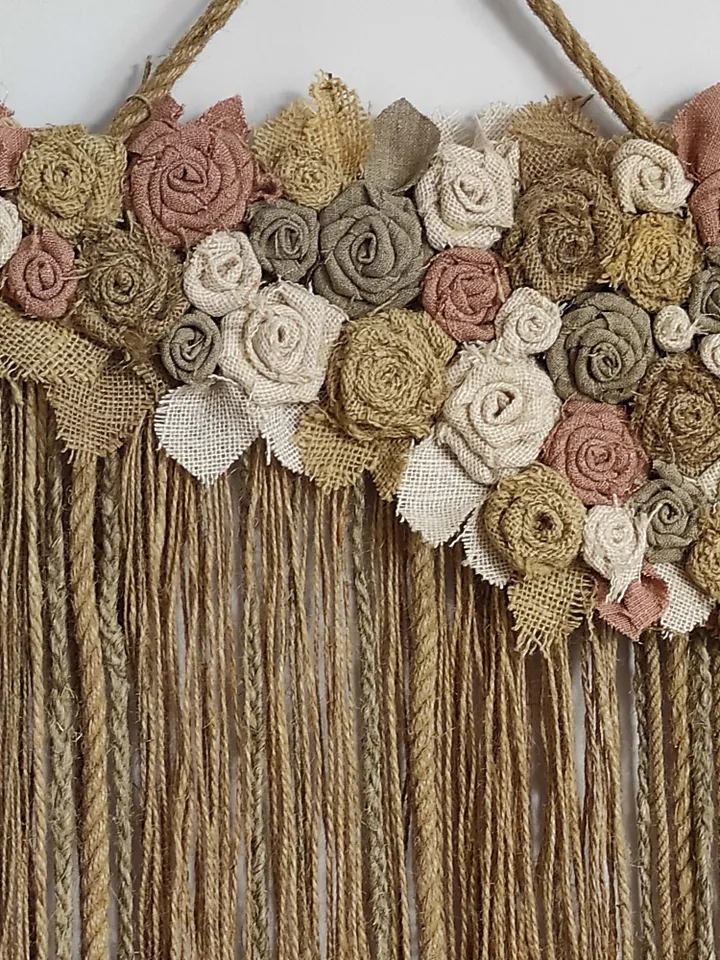 Wall tapestry woven large dip dye hanging macrame art big yarn dyed decor extra weaving rope art pastel danish farmhouse textile flower