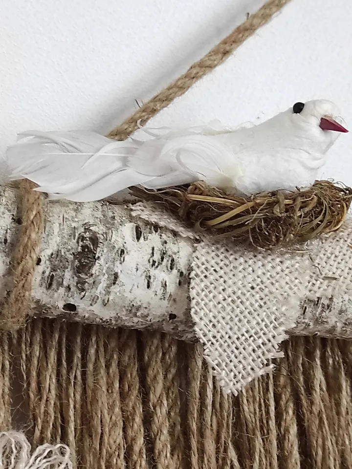 Textile art birds fiber headboard aesthetic master bedroom decorations macrame mural custom tapestry over bed wall hangings vertical narrow