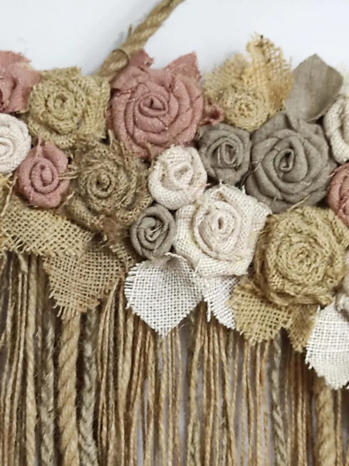 Wall tapestry woven large dip dye hanging macrame art big yarn dyed decor extra weaving rope art pastel danish farmhouse textile flower