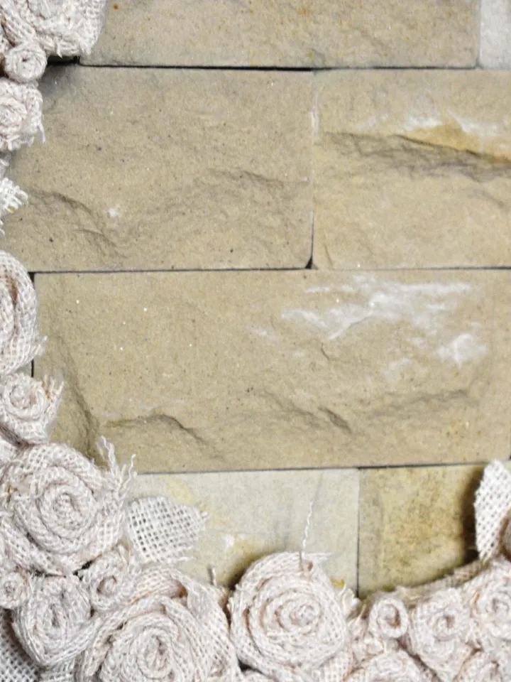 Burlap wreath plain bedroom décor wall asthetic burlap decorations eco farmhouse friendly girls master minimalistic no words norse over bed
