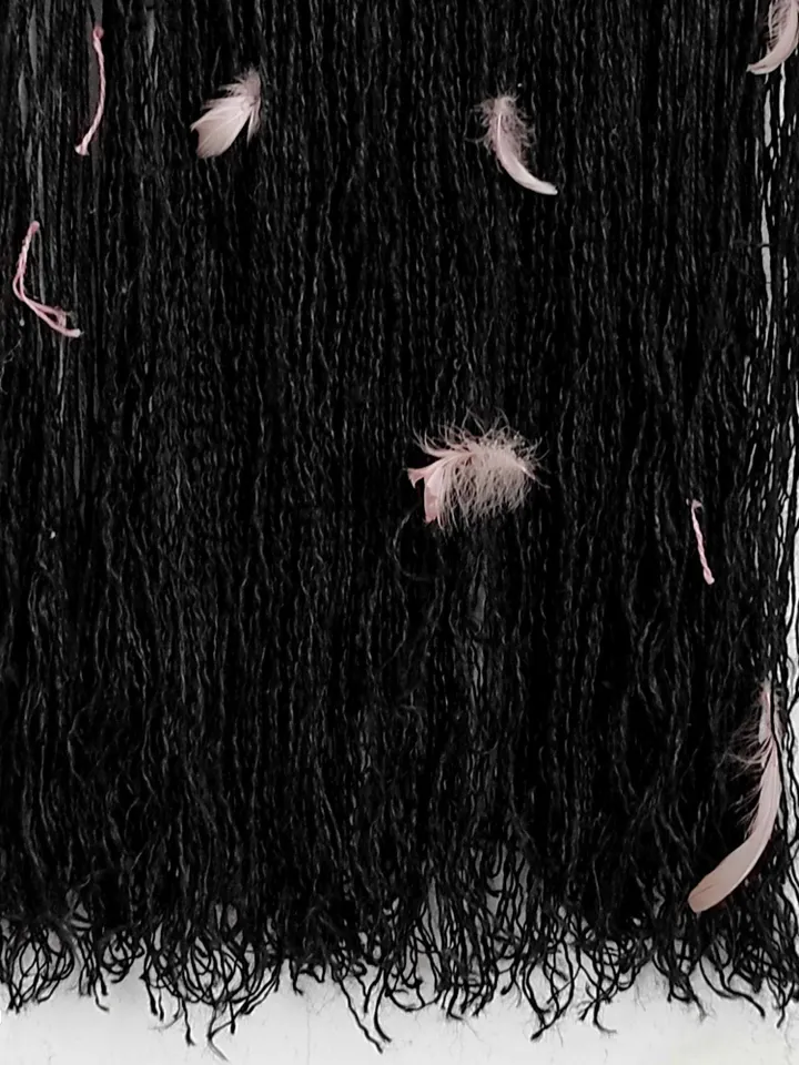 Black and pink tapestry wall hanging long narrow wall art vertical large fiber artwork for over bed ombre macrame décor custom weavings rope