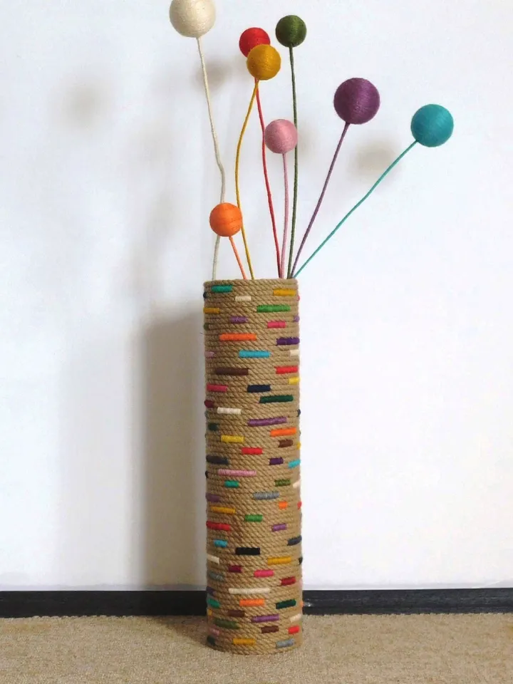 Floor vases with decorative balls tall extra large Scandanavian unique home décor cute colorful new apartment gift rustic vase set cylinder
