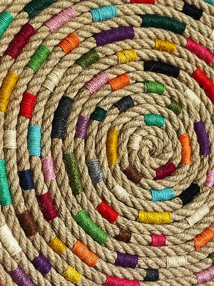 Round textile wall art Tapestry aesthetic Rusty brown juju Earth tone décor Original panno Rooster jujuhat Aesthetic room décor wall hanging