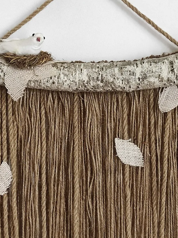 Textile art birds fiber headboard aesthetic master bedroom decorations macrame mural custom tapestry over bed wall hangings vertical narrow