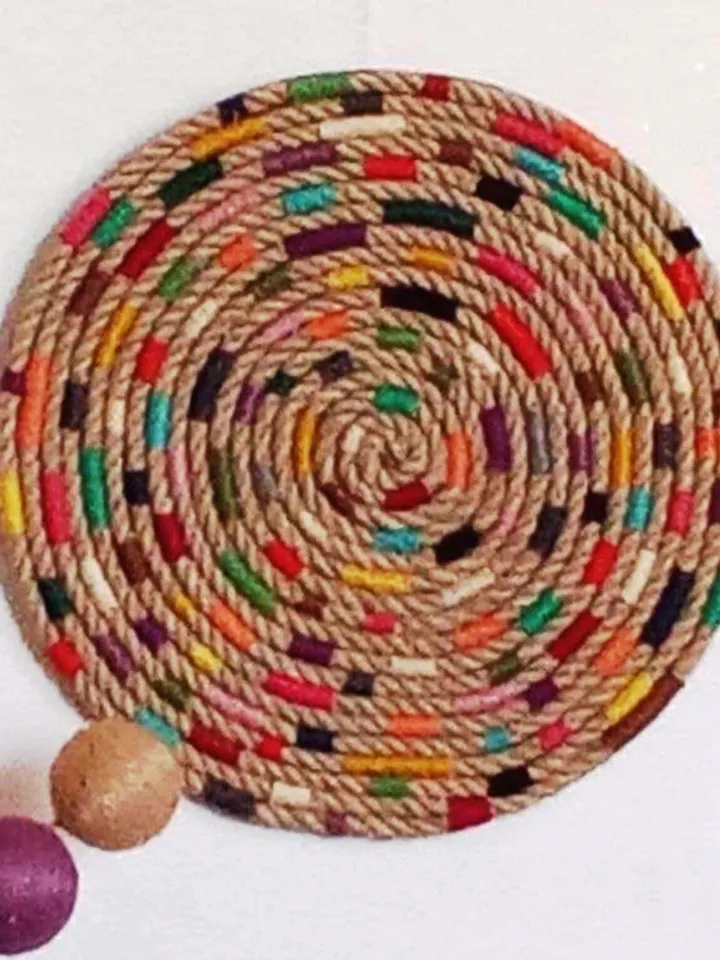 Round textile wall art Tapestry aesthetic Rusty brown juju Earth tone décor Original panno Rooster jujuhat Aesthetic room décor wall hanging