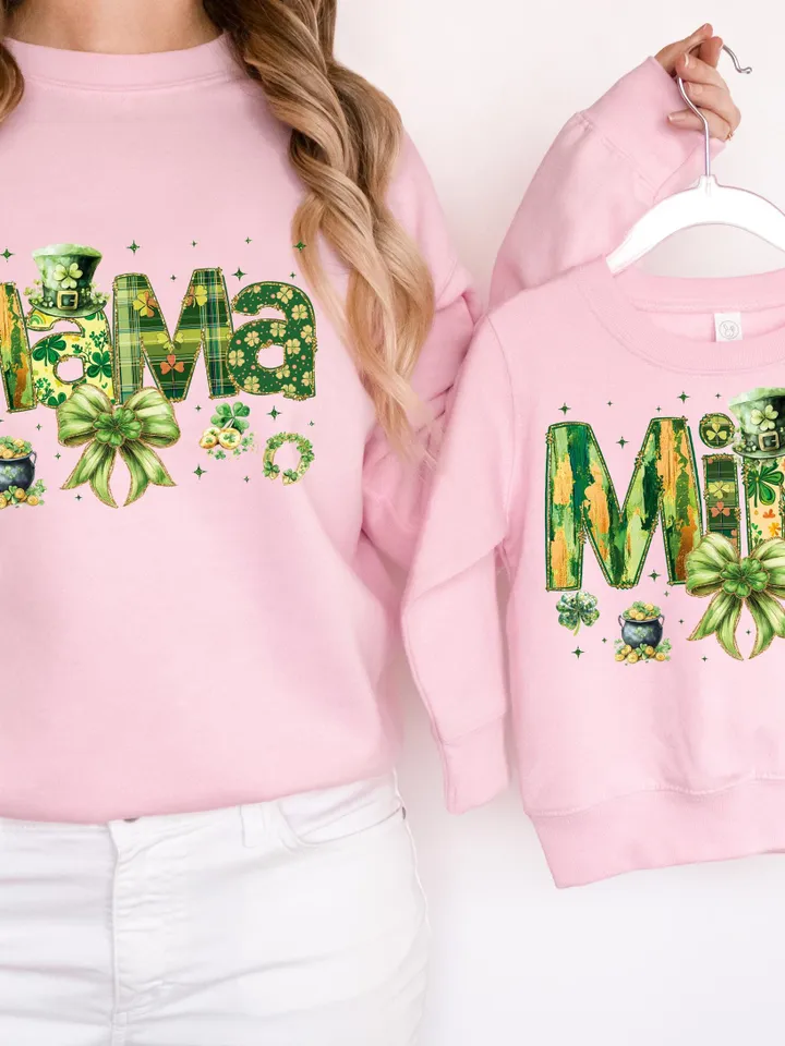 Lucky Mama St. Patrick’s PNG, Mama St. Patrick's Day Png, Mama Mini St.Patrick's png, St.Patrick Bow Png, Lucky png, Mama png, Green, retro