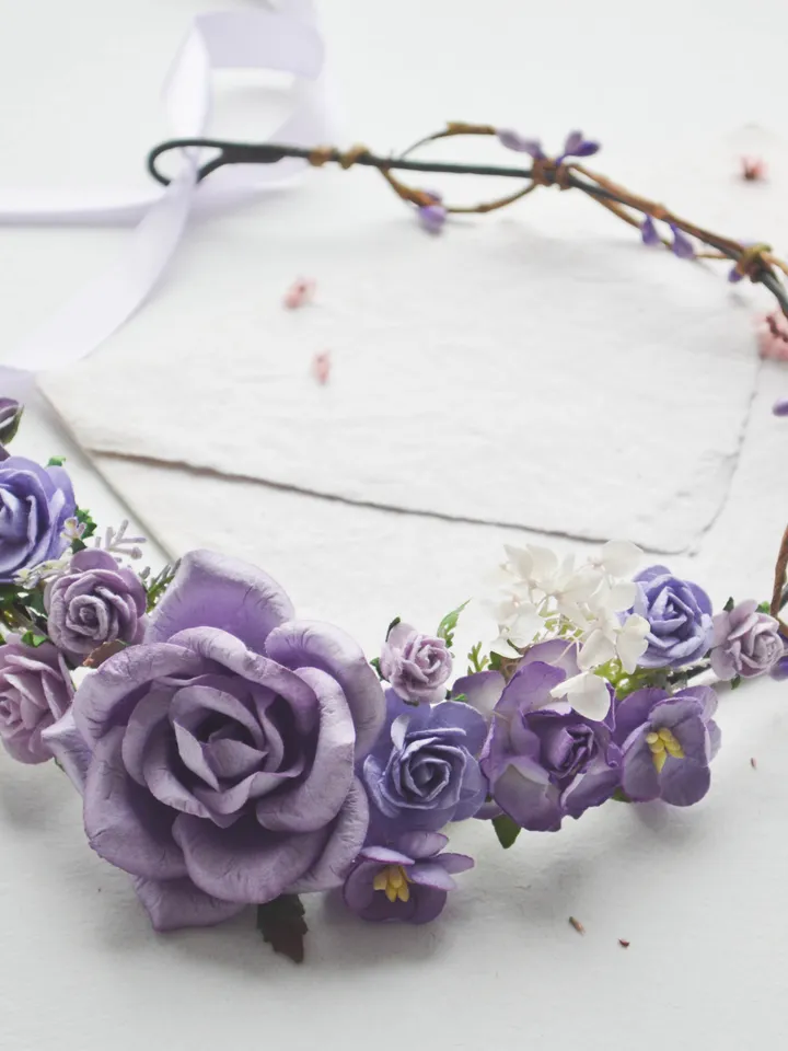 Lavender crown, Purple flower crown, Rustic flower crown, Bridesmaid crown, Purple headband, Lilac flower crown