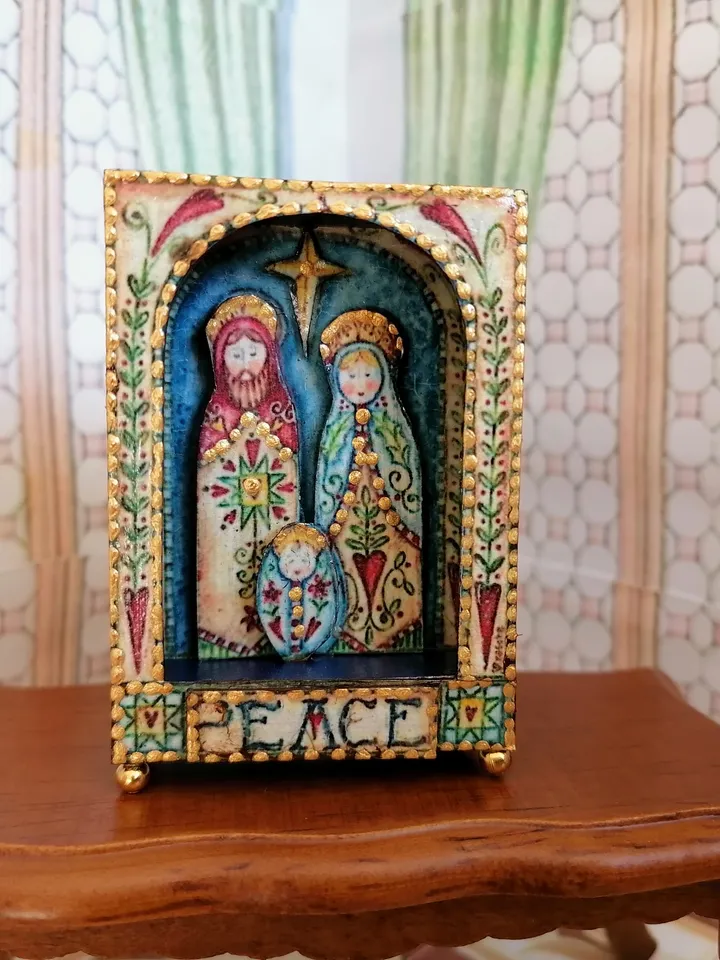 Nativity scene. Dollhouse miniature. 1:12. handmade. Christmas. Christmas gift. Author's design.