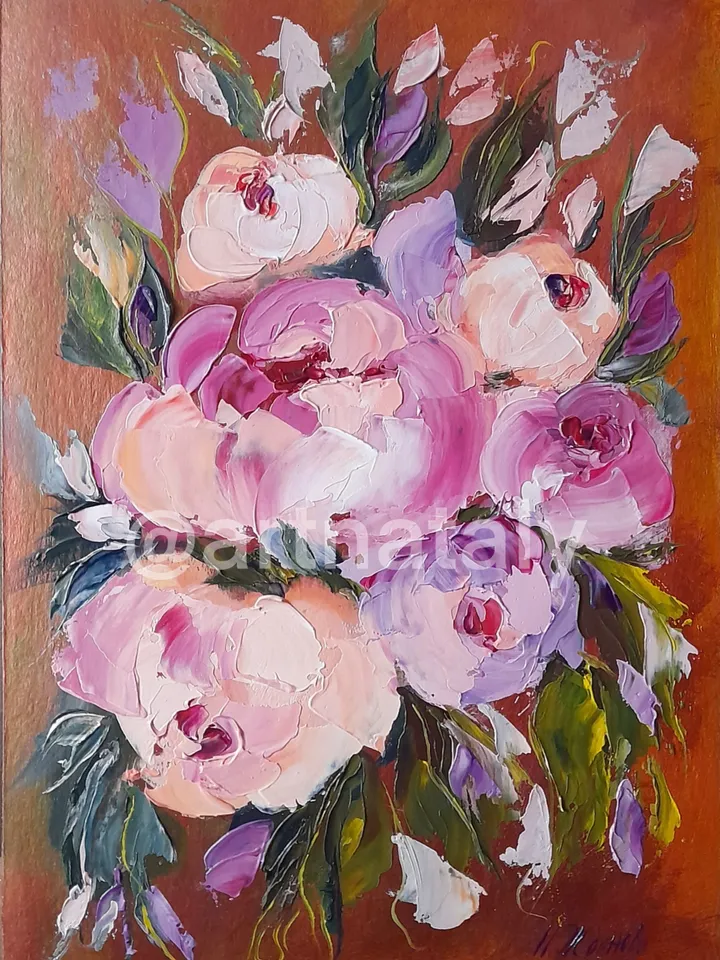 Peonies Oil Paintings| Impressionism Peony