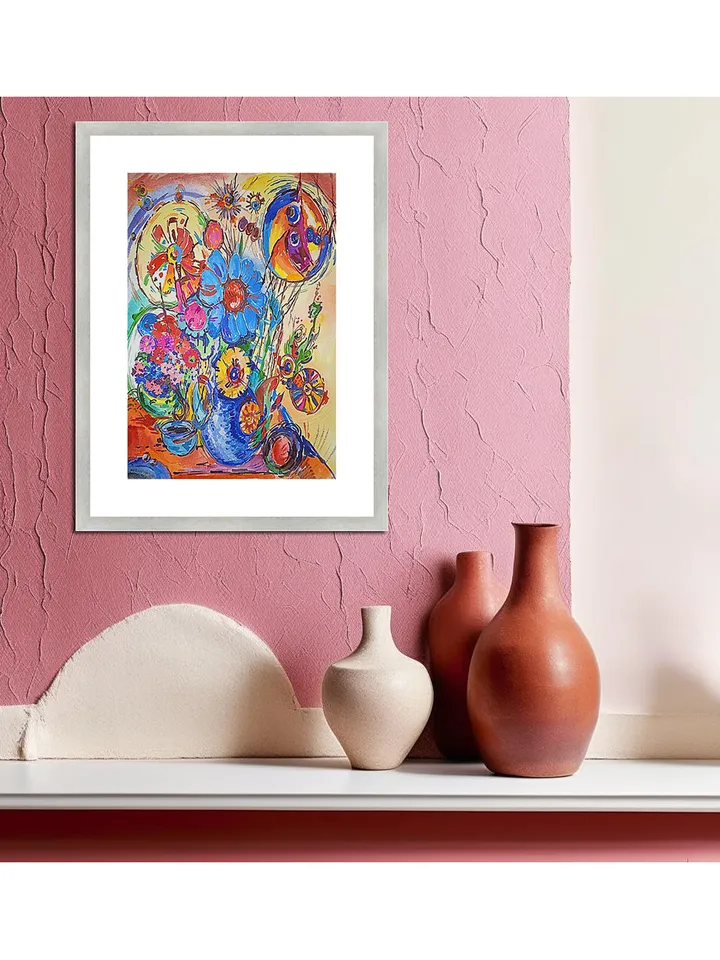 Kandinsky Flowers Style Original Art Abstract Painting Floral Wall Art Still Life Artwork 16 by 11 Above Sofa Art by TatianaArtShop