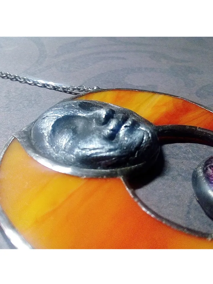 Moon crescent necklace, blood moon necklace, black lilith, soldered crescent, Halloween moon, witchy aesthetic
