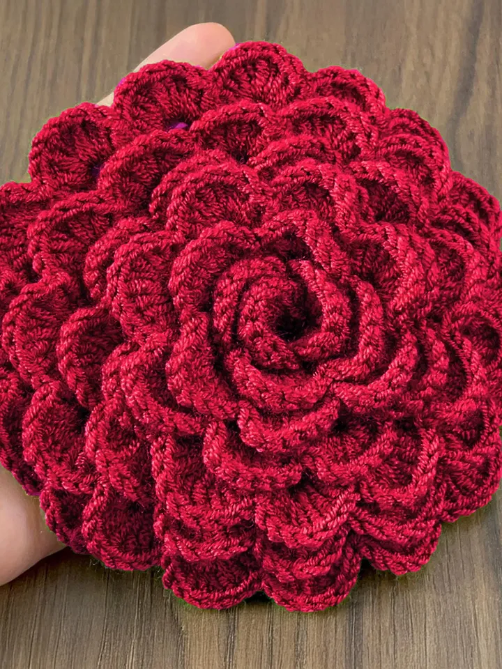 Crochet Rose and Succulent Coaster PDF Pattern, Layered Flower Crochet Design, DIY Home Decor and Handmade Gift for Nature Lovers