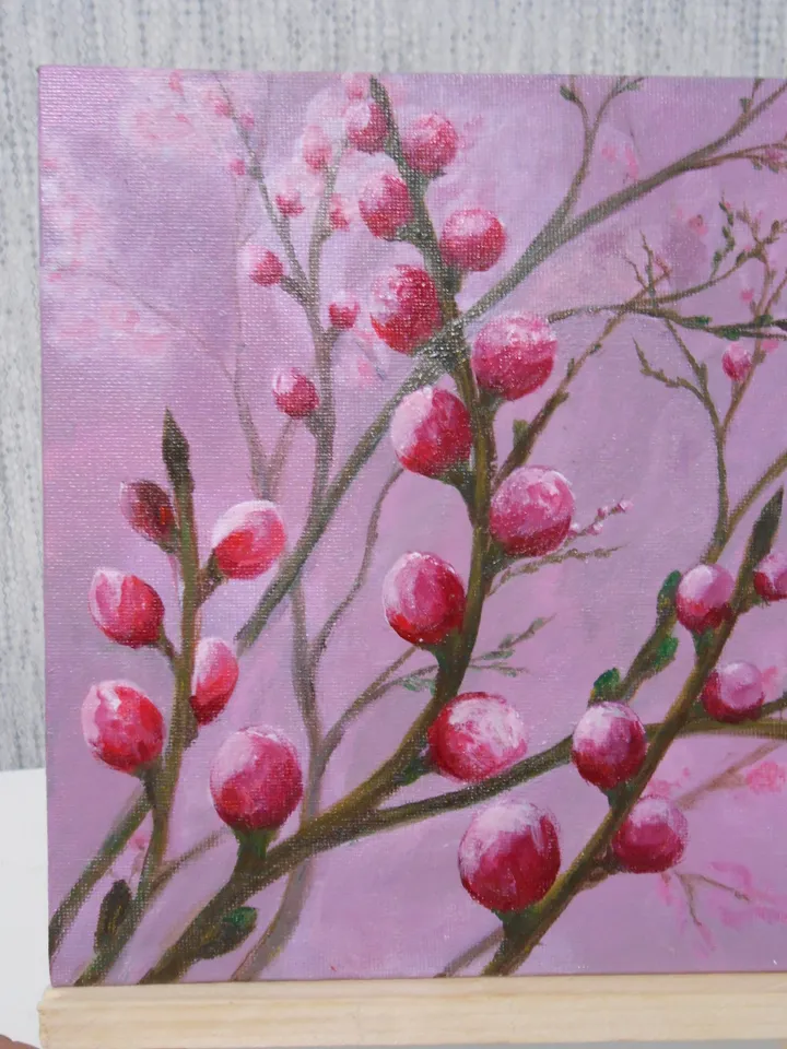A flowering tree. Oil painting