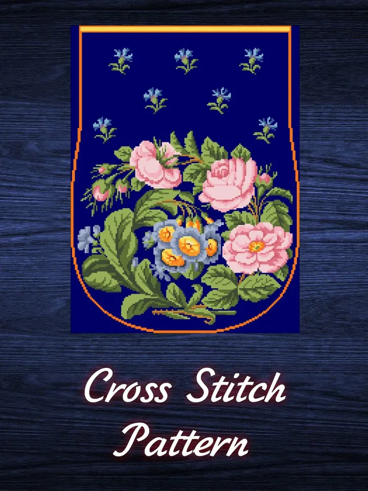Antique Cross Stitch Pattern Bag with Roses Digital Download PDF
