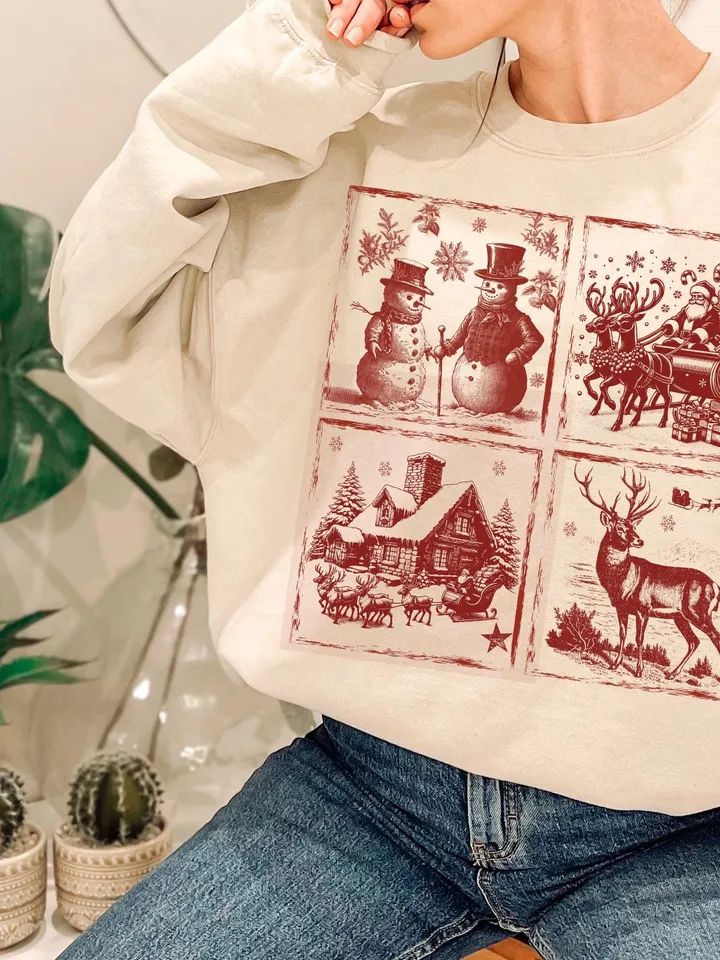 Vintage Retro Christmas PNG Cute Santa Reindeer Snowman Gingerbread Man Cookies Magic Christmas Vintage Christmas Png Trendy Xmas ORIGINAL