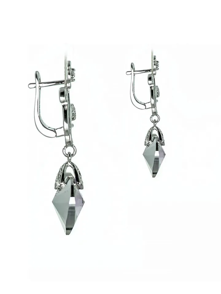 Earrings Lilac Hearts with Swarovski crystals