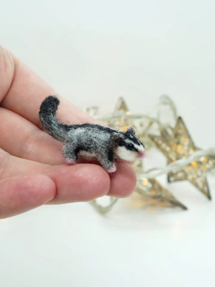 Tiny needle felted sugar glider, miniature flying squirrel, sugar possum, made to order